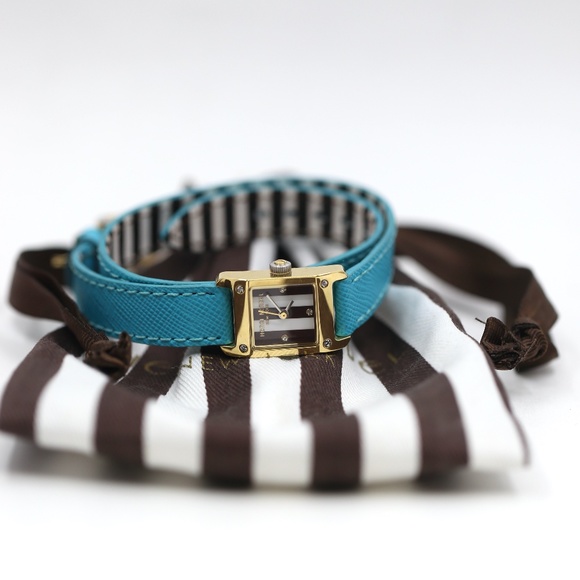 90's Henri Bendel Gold and Green Bracelet Watch - Picture 3 of 8